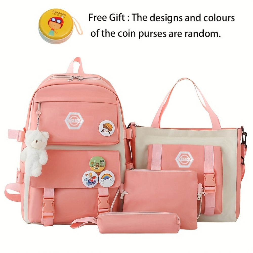 Backpack for Women – 4-Piece, Canvas, for Travel & School – detail view 8
