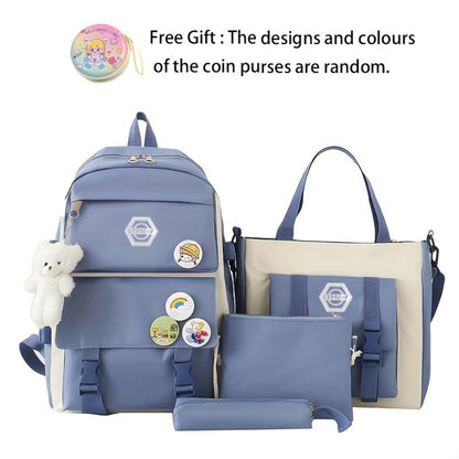 Backpack for Women – 4-Piece, Canvas, for Travel & School – detail view 11