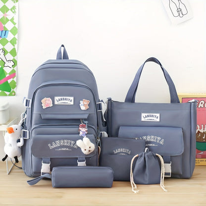 Backpack for Women – 5 Piece, Large Capacity, for School – detail view 17