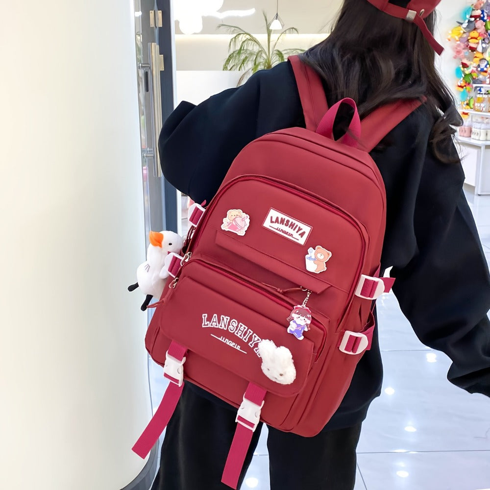 Backpack for Women – 5 Piece, Large Capacity, for School – detail view 5