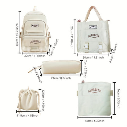Backpack for Women – 5 Piece, Large Capacity, for School – detail view 7