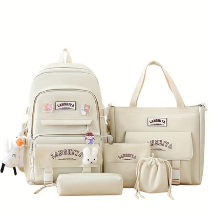 Backpack for Women – 5 Piece, Large Capacity, for School – detail view 12