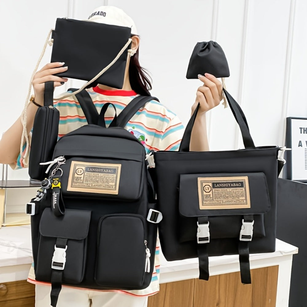Backpack for Women – 5-Piece, Large Capacity, for School – detail view 12