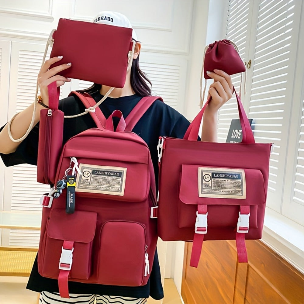 Backpack for Women – 5-Piece, Large Capacity, for School – detail view 13