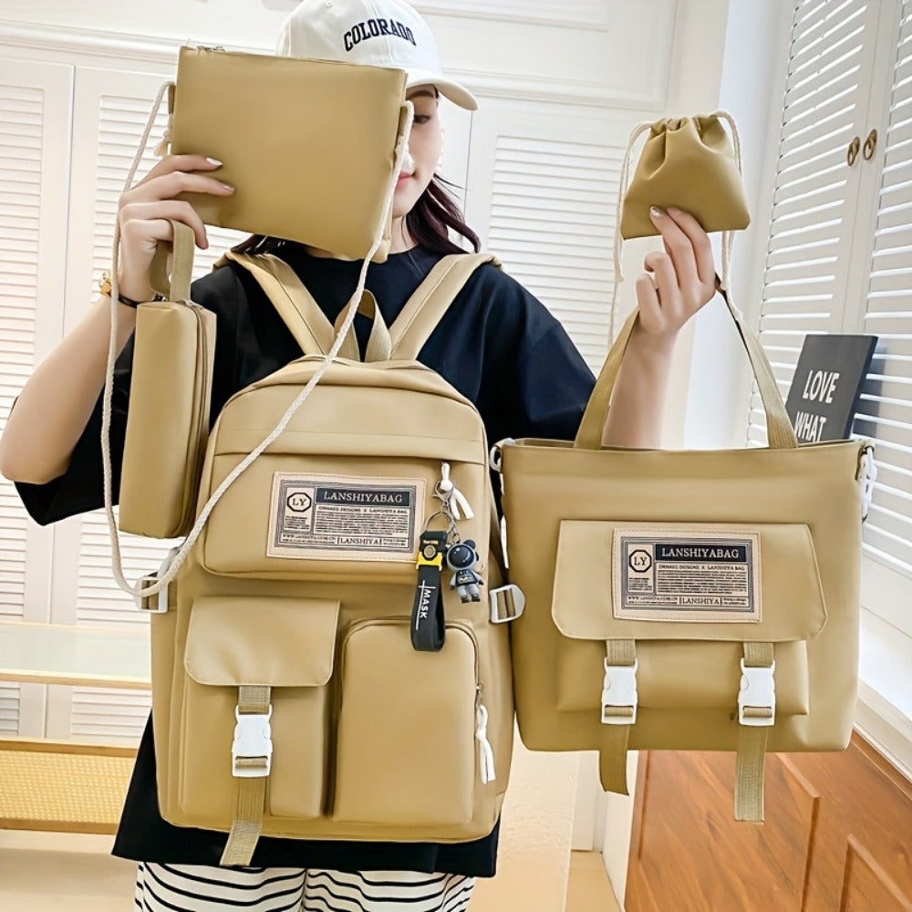 Backpack for Women – 5-Piece, Large Capacity, for School – detail view 19