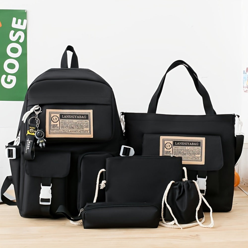 Backpack for Women – 5-Piece, Large Capacity, for School – detail view 5