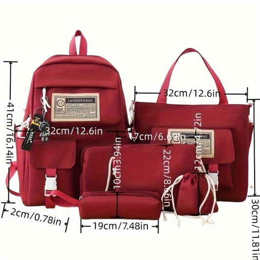 Backpack for Women – 5-Piece, Large Capacity, for School – detail view 4