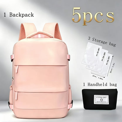 Backpack for Women – 5-Piece, Large Capacity, Expandable, for Travel – front view - product view 12