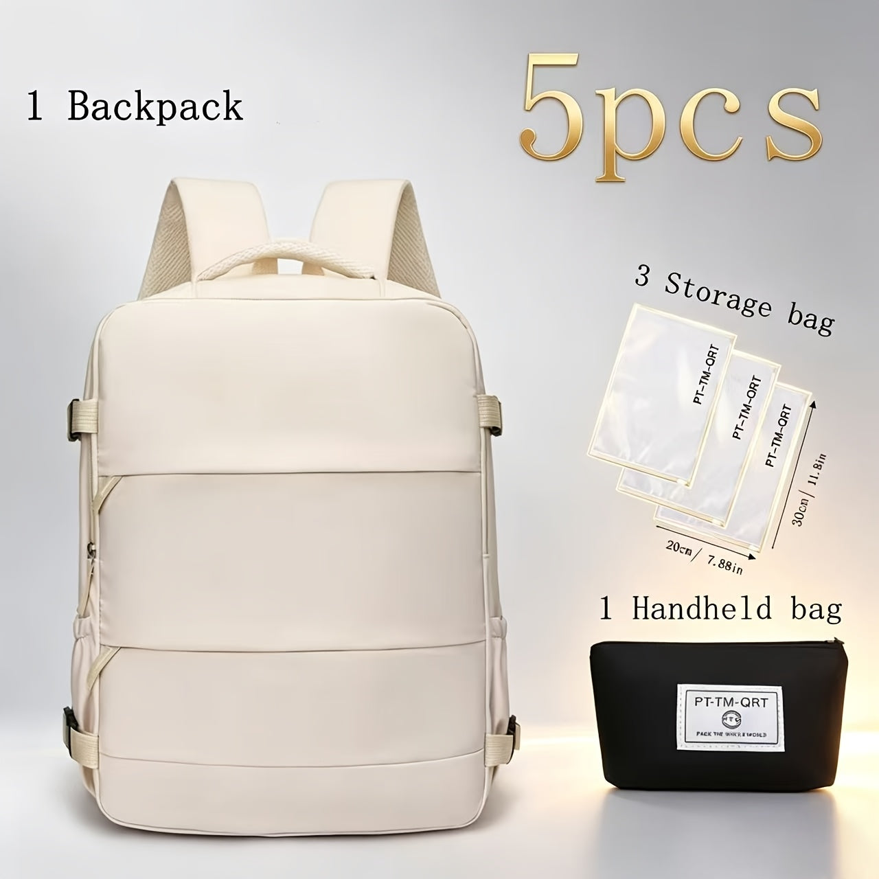 Backpack for Women – 5-Piece, Large Capacity, Expandable, for Travel – detail view 2