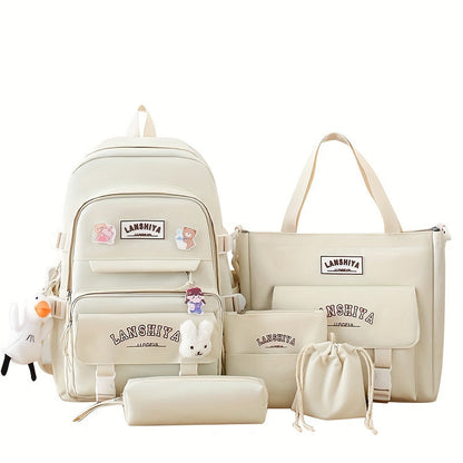 Backpack for Women – 5 Piece, Lightweight, Large Capacity, for School – detail view 2