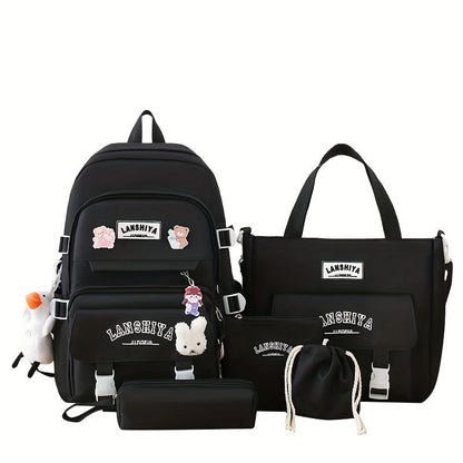 Backpack for Women – 5 Piece, Lightweight, Large Capacity, for School – front view - product view 19