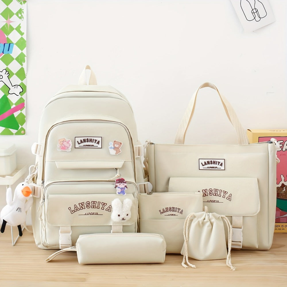 Backpack for Women – 5 Piece, Lightweight, Large Capacity, for School – detail view 18