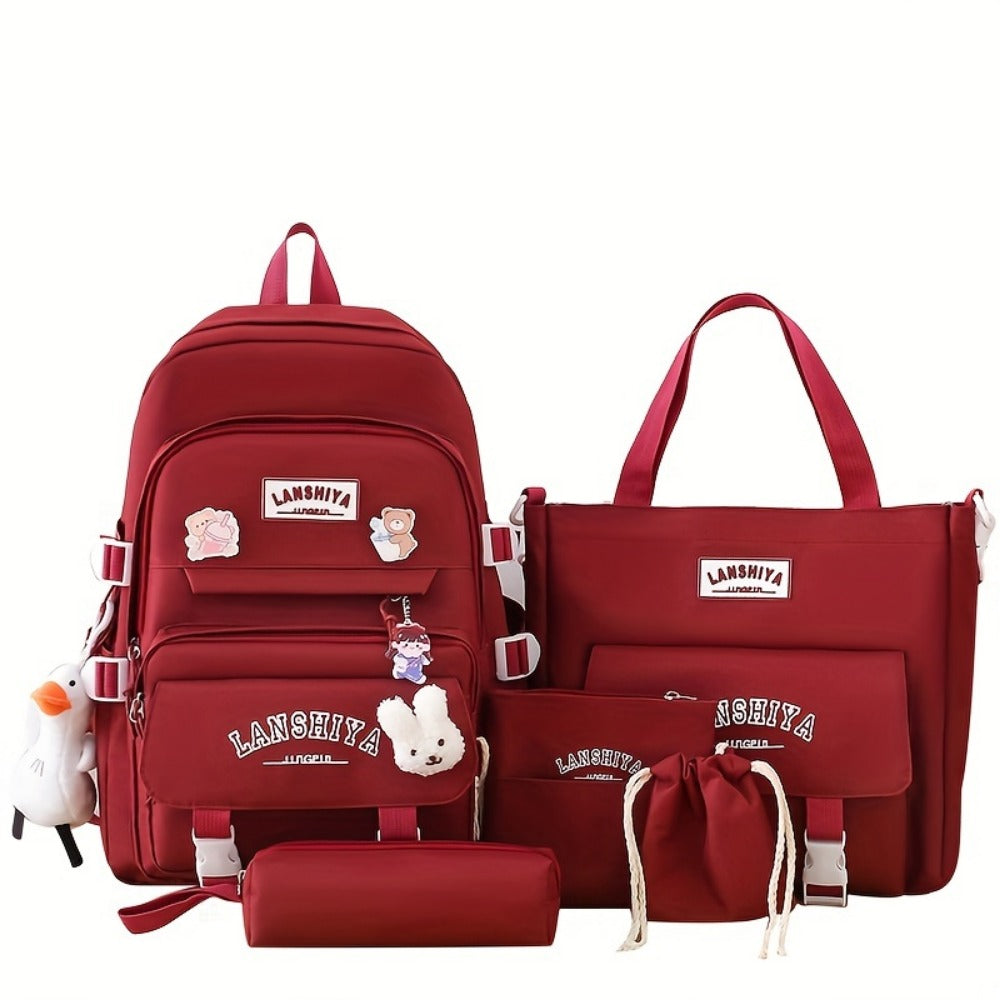 Backpack for Women – 5 Piece, Lightweight, Large Capacity, for School – detail view 6