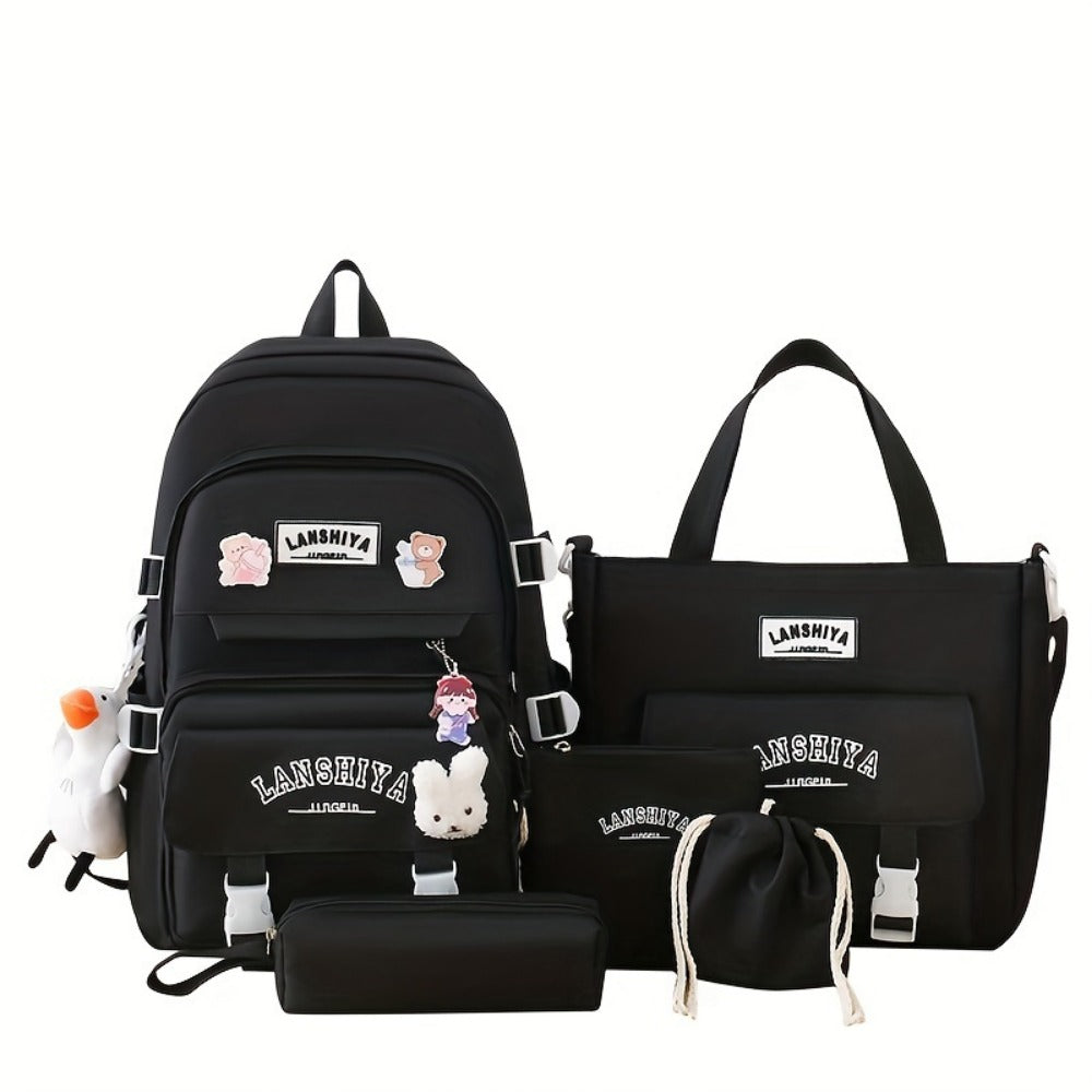 Backpack for Women – 5 Piece, Lightweight, Large Capacity, for School – detail view 8
