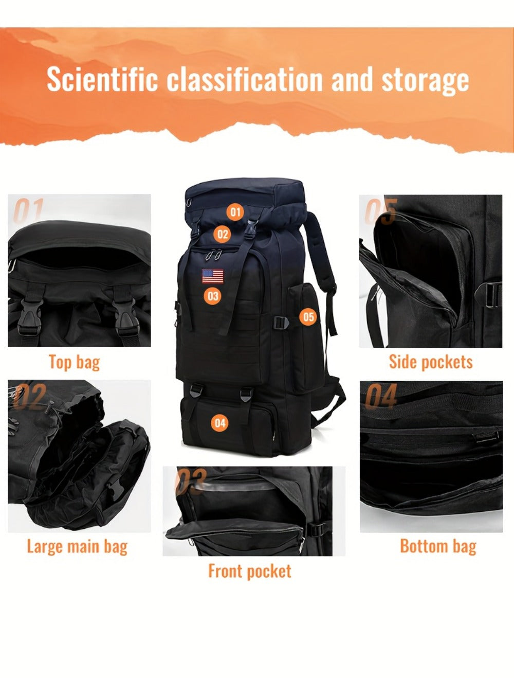 Backpack for Women – 80L, Adjustable Strap, for Travel – detail view 26
