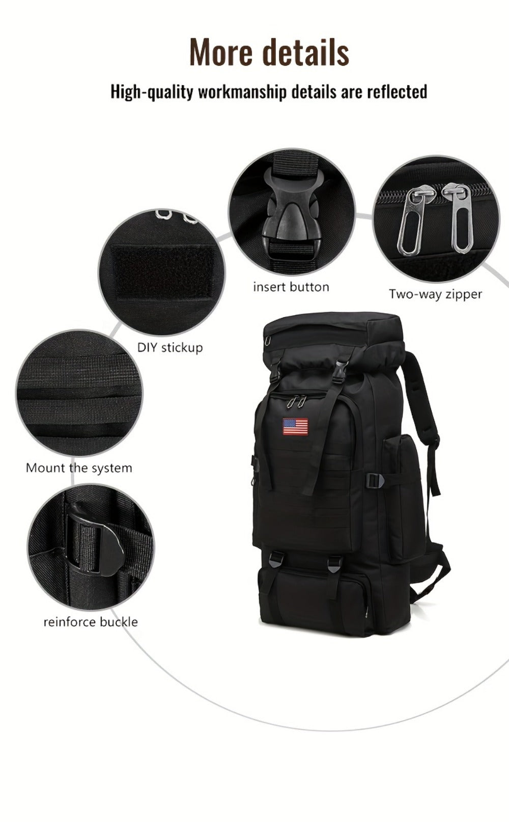 Backpack for Women – 80L, Adjustable Strap, for Travel – detail view 27
