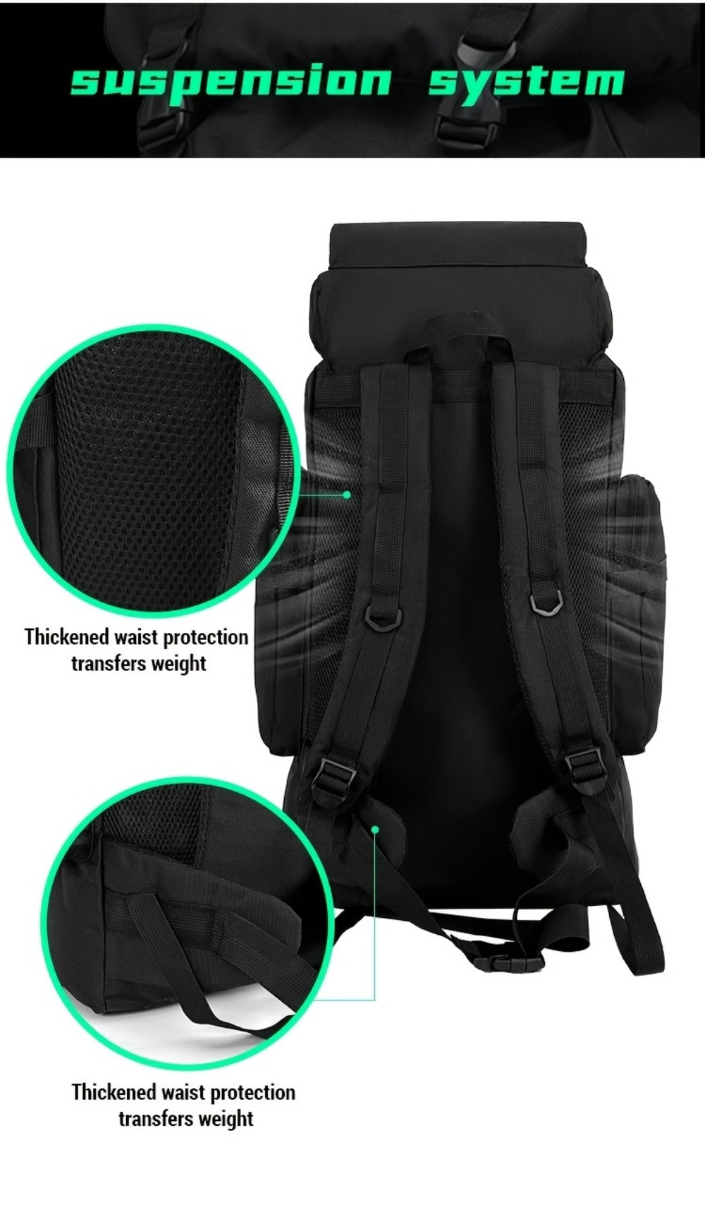 Backpack for Women – 80L, Adjustable Strap, for Travel – detail view 29