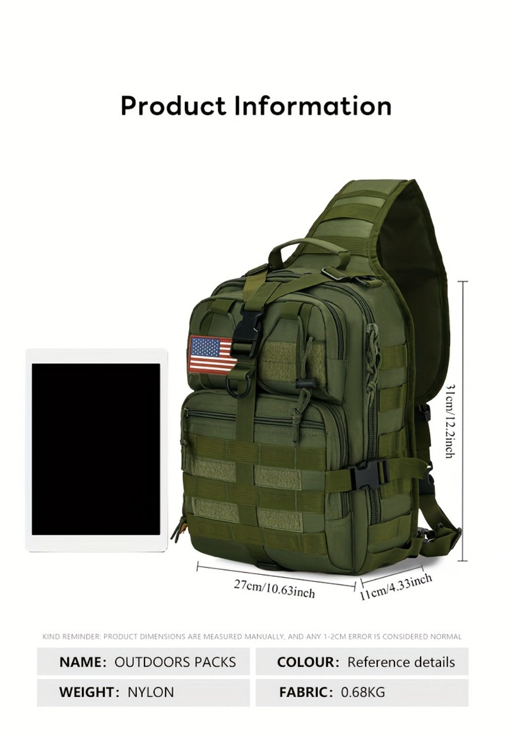 Backpack for Women – Adjustable Strap, Tactical Sling Gallon Single Hiking – detail view 29