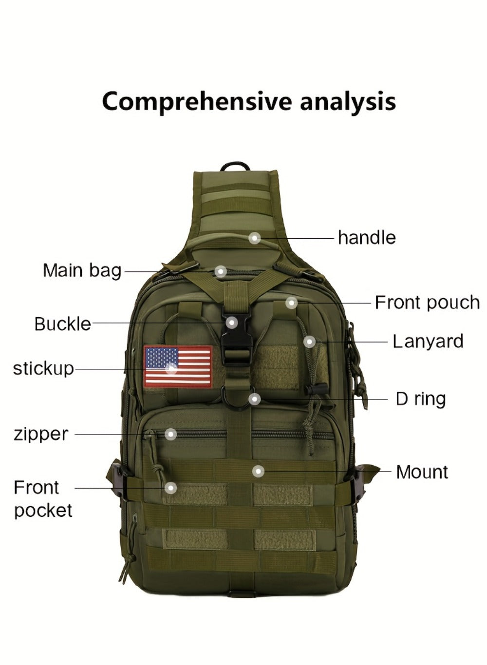 Backpack for Women – Adjustable Strap, Tactical Sling Gallon Single Hiking – detail view 31
