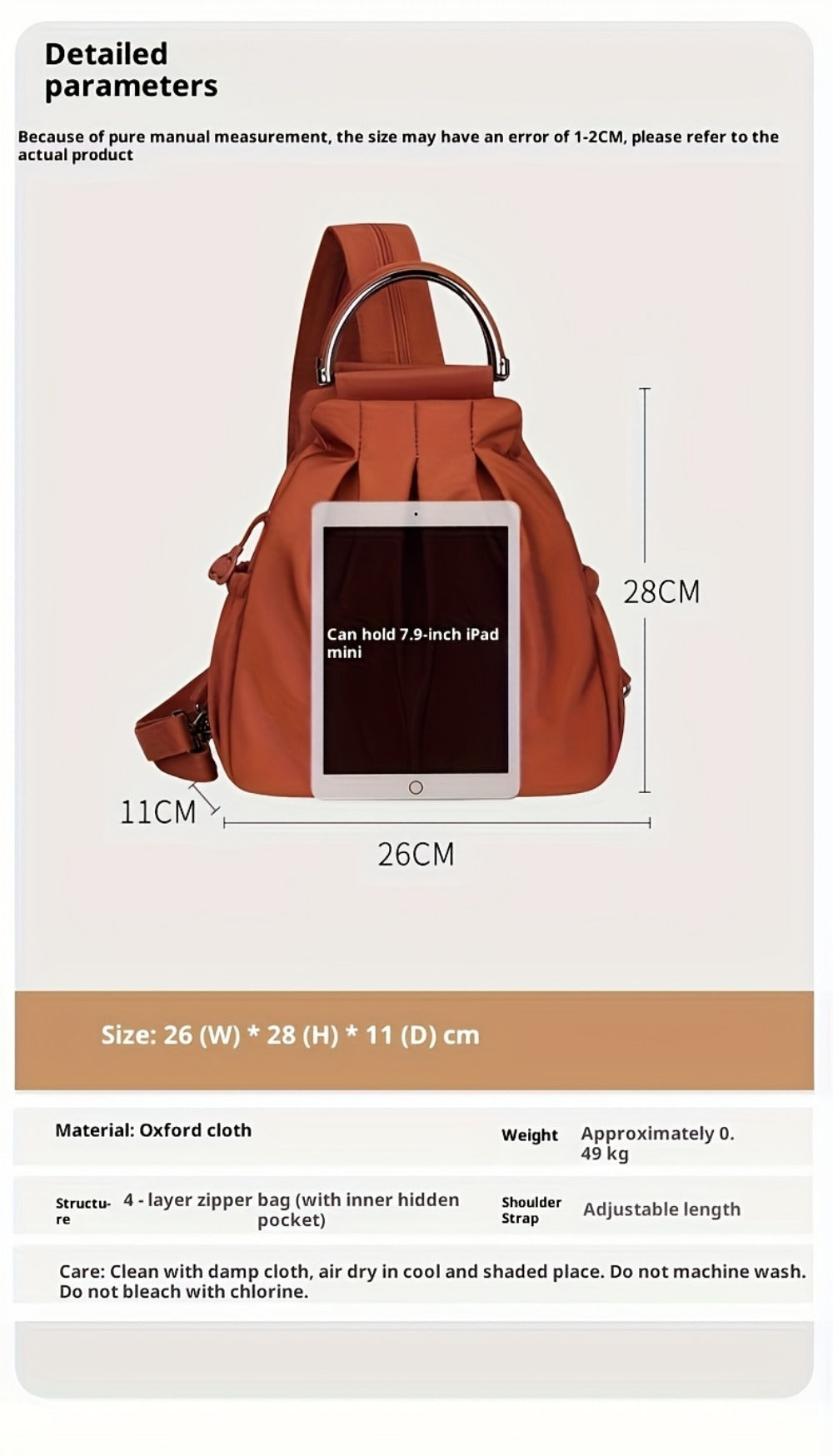 Backpack for Women – Adjustable Strap, for Travel & School – detail view 27