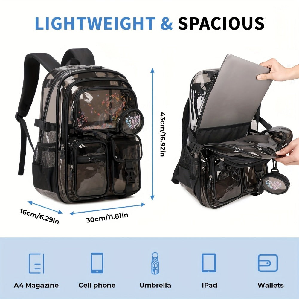 Backpack for Women – Clear, Large Capacity, Transparent, for Travel & School – detail view 5