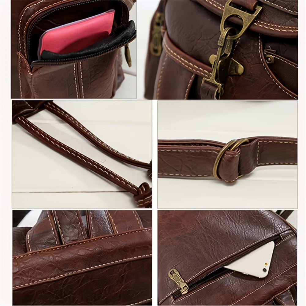 Backpack for Women – for School & Everyday Use, Retro Adjustable Strap Buckle Closure – detail view 10
