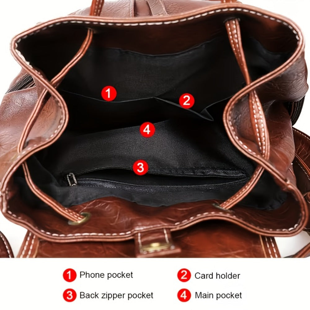 Backpack for Women – for School & Everyday Use, Retro Adjustable Strap Buckle Closure – detail view 9