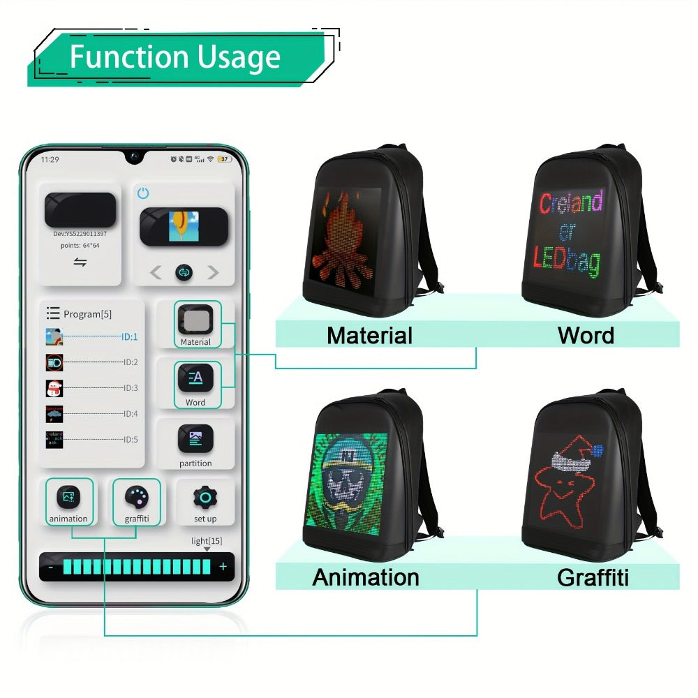 Backpack for Women – Led Smart Pixel Display Screen – detail view 5