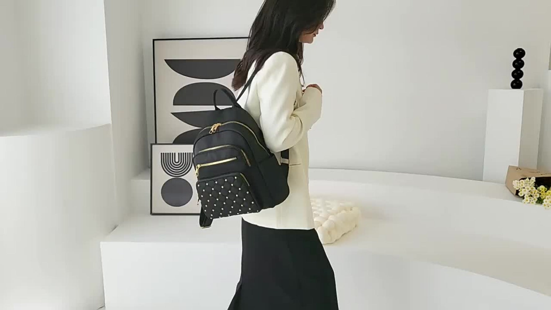 Backpack for Women – Nylon, Large Capacity, Multi-Pocket, for Travel & Work – detail view 11