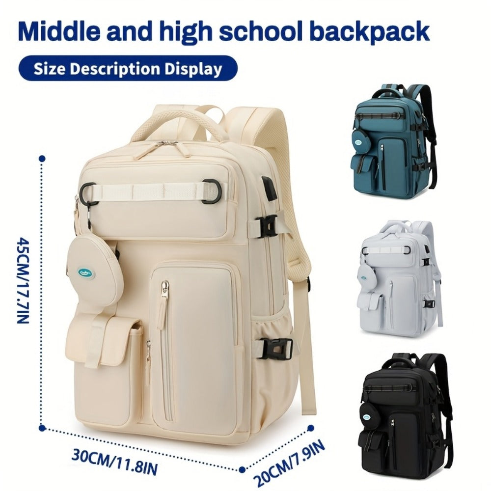 Backpack for Women – Nylon, Lightweight, Trolley Sleeve, for Travel & Work – detail view 12
