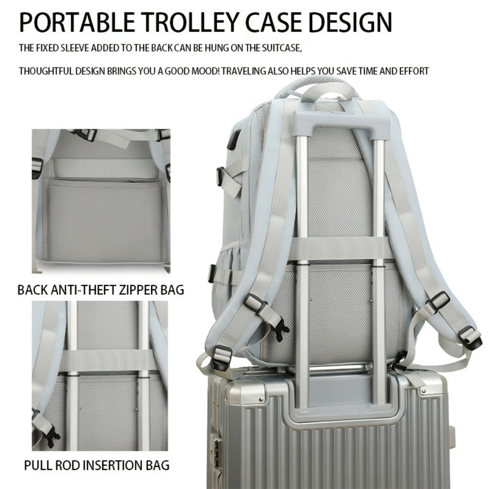 Backpack for Women – Nylon, Lightweight, Trolley Sleeve, for Travel & Work – detail view 19