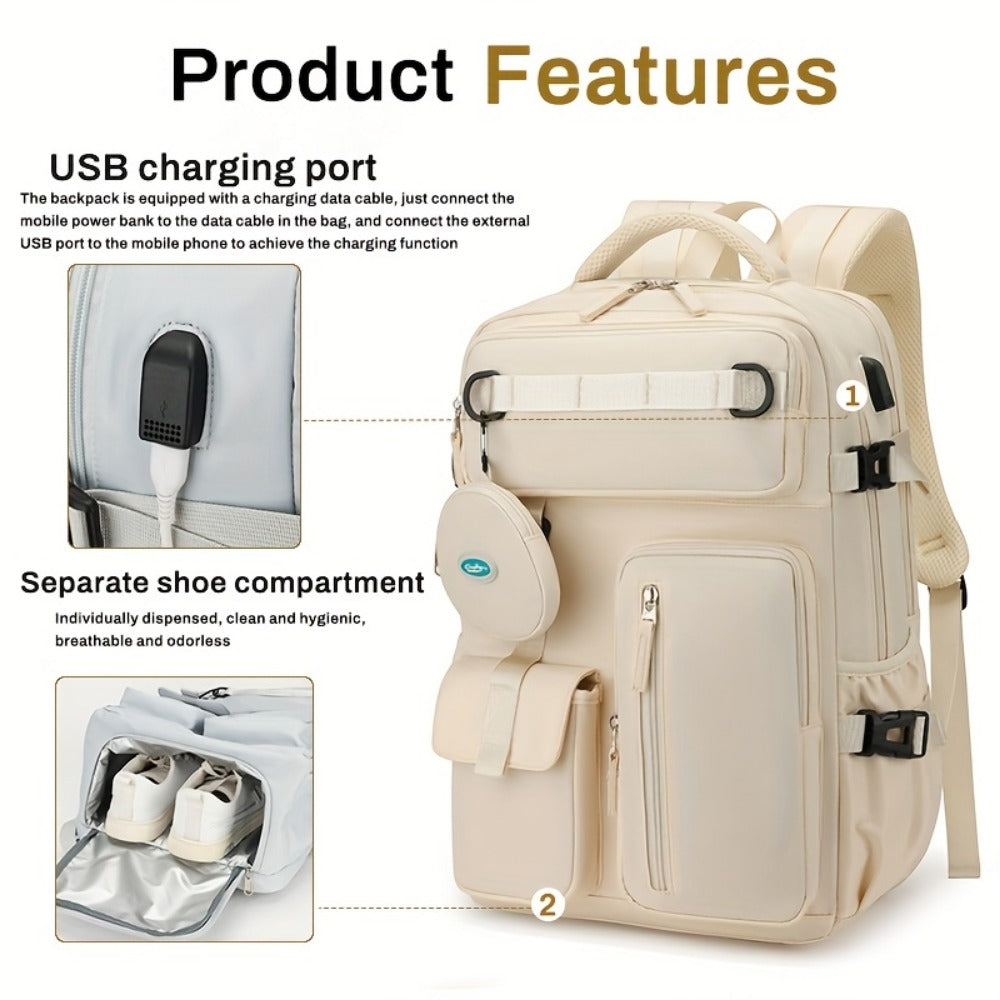 Backpack for Women – Nylon, Lightweight, Trolley Sleeve, for Travel & Work – detail view 8