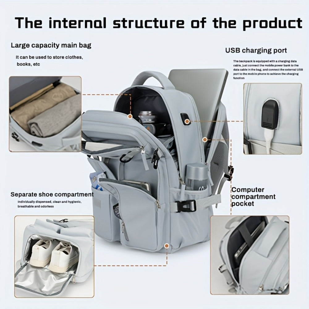 Backpack for Women – Nylon, Lightweight, Trolley Sleeve, for Travel & Work – detail view 10