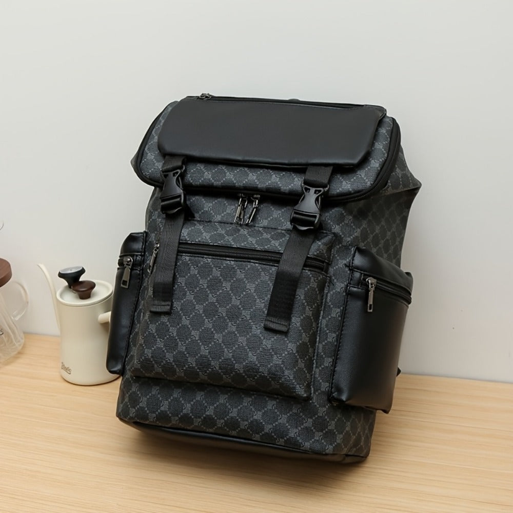 Backpack for Women – PU Leather, Multi-Pocket, Lightweight, for Travel & School – front view