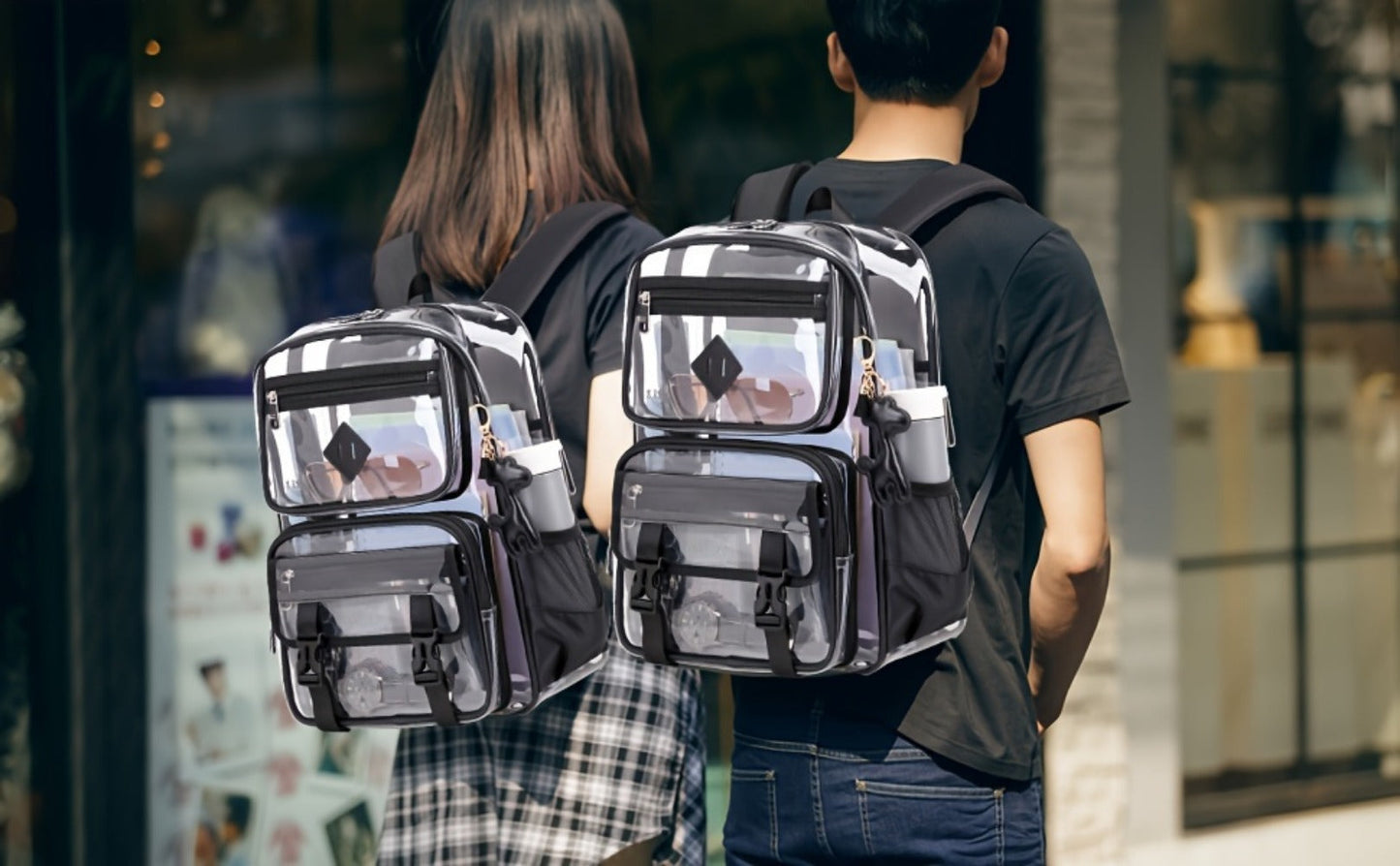Backpack for Women – PVC, Clear, Transparent, Multi-Pocket – detail view 13