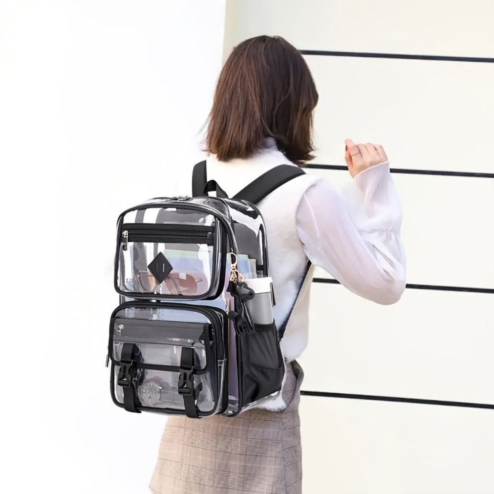 Backpack for Women – PVC, Clear, Transparent, Multi-Pocket – detail view 3