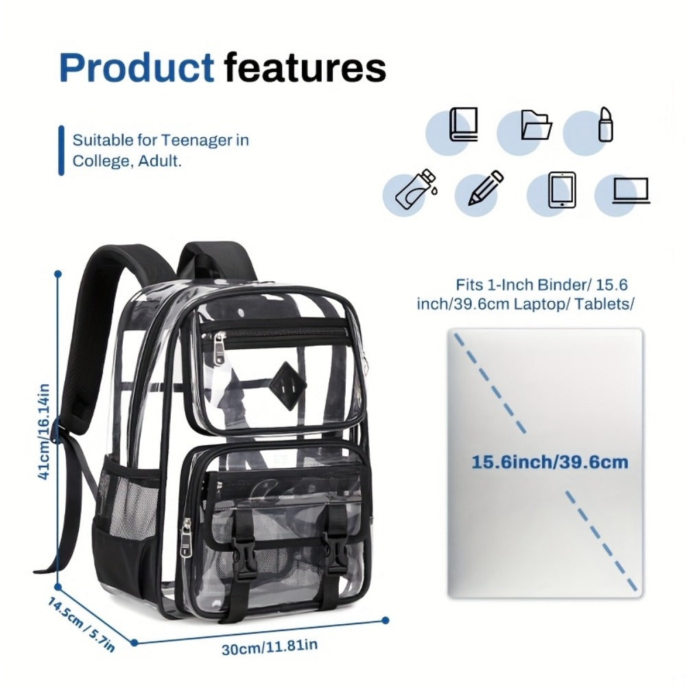 Backpack for Women – PVC, Clear, Transparent, Multi-Pocket – detail view 5