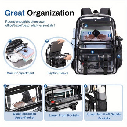 Backpack for Women – PVC, Clear, Transparent, Multi-Pocket – detail view 7