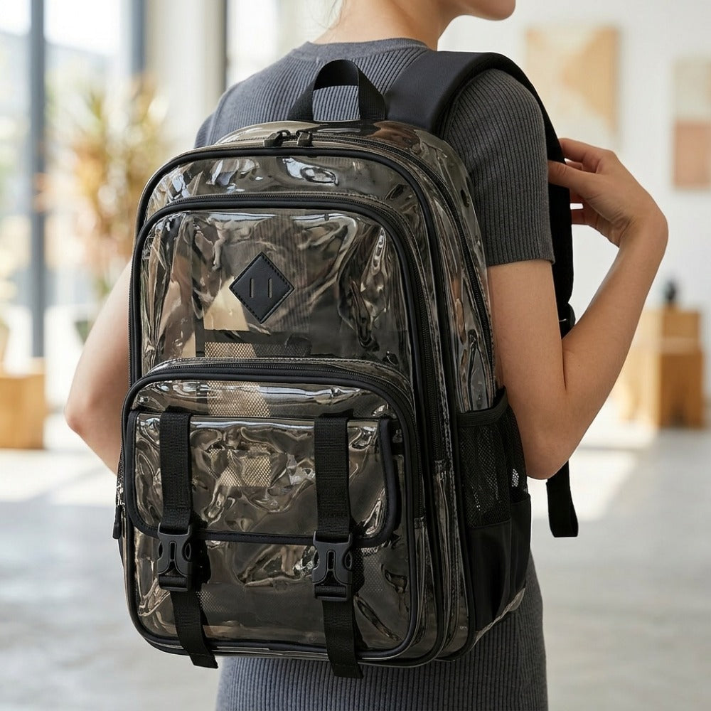 Backpack for Women – PVC, Clear, Large Capacity, Transparent – detail view 9
