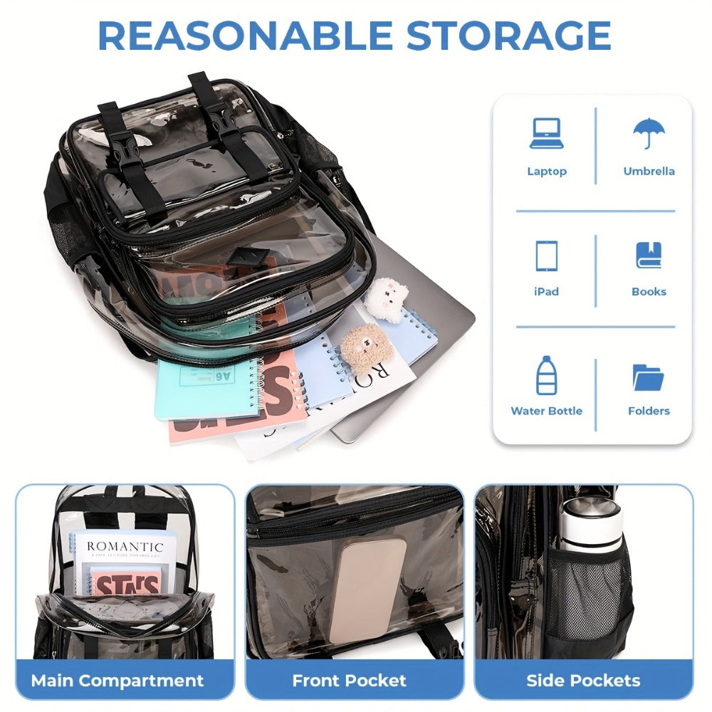 Backpack for Women – PVC, Clear, Large Capacity, Transparent – detail view 10