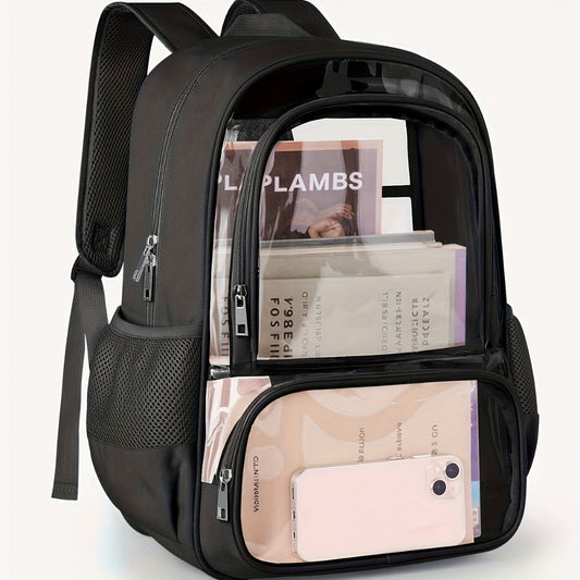 Backpack for Women – PVC, Clear, Transparent, for Travel & School – front view