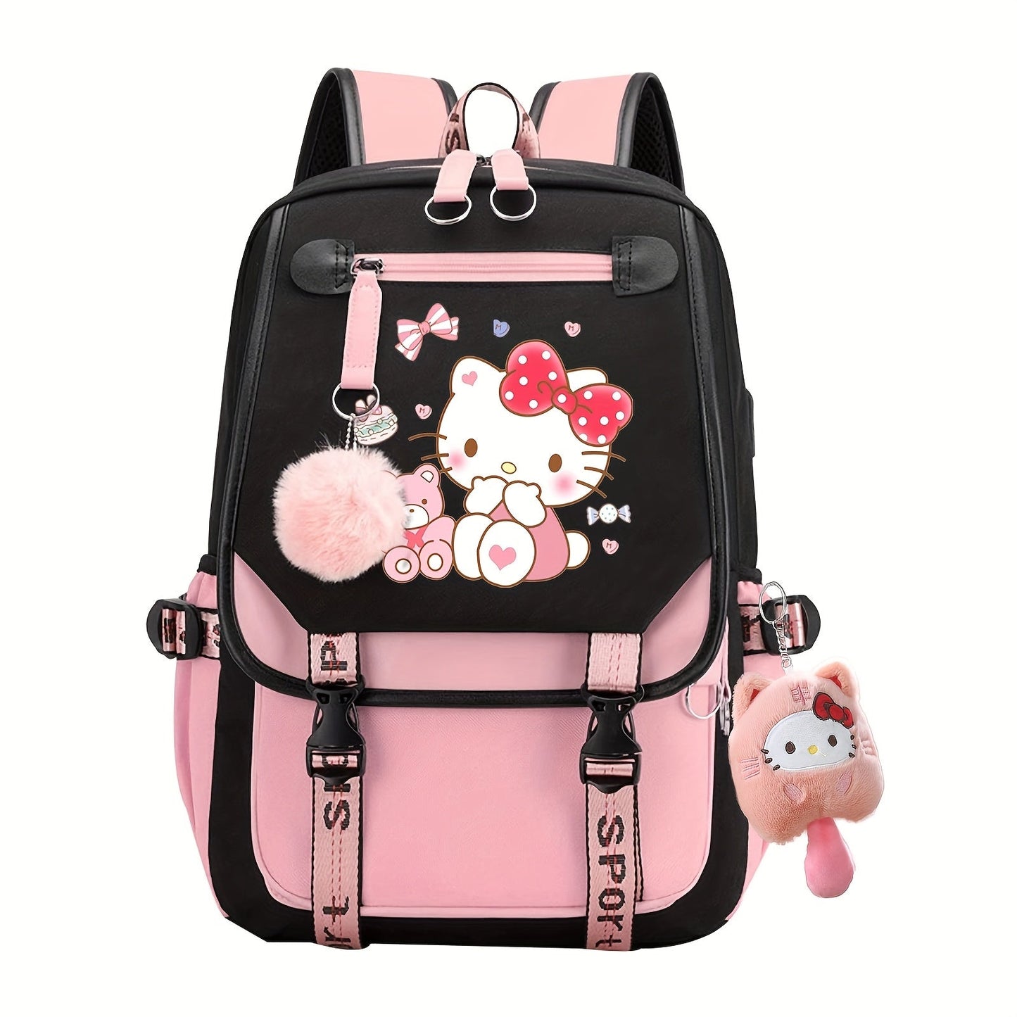 Backpack for Women – for Travel & School, Kawaii Plush Cute Y2k Grunge – front view - product view 7