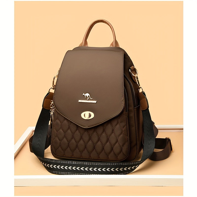 Backpack for Women – for Travel & Work, Fashion Stripe Texture Pattern Golden – front view - product view 47