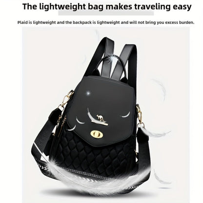 Backpack for Women – for Travel & Work, Fashion Stripe Texture Pattern Golden – detail view 3
