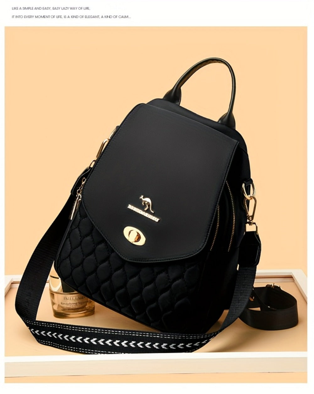 Backpack for Women – for Travel & Work, Fashion Stripe Texture Pattern Golden – detail view 27