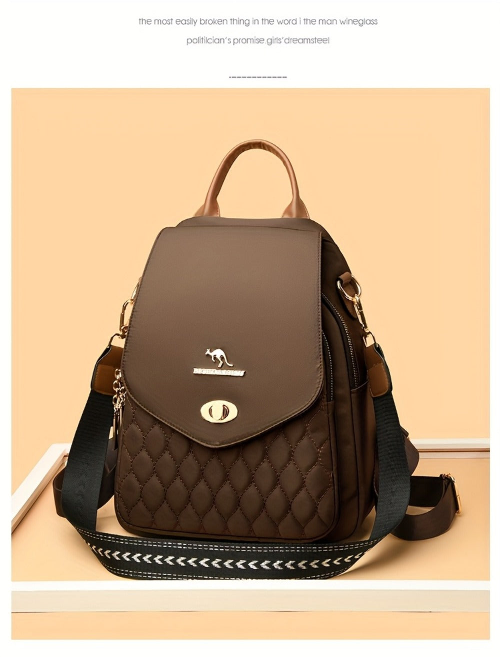 Backpack for Women – for Travel & Work, Fashion Stripe Texture Pattern Golden – detail view 31