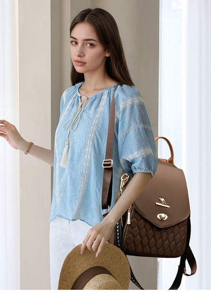 Backpack for Women – for Travel & Work, Fashion Stripe Texture Pattern Golden – detail view 34