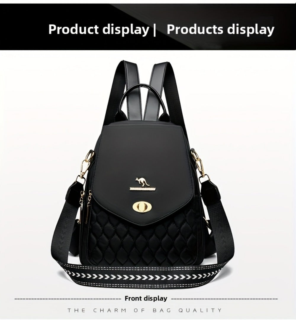 Backpack for Women – for Travel & Work, Fashion Stripe Texture Pattern Golden – detail view 37