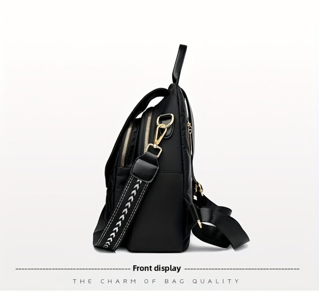 Backpack for Women – for Travel & Work, Fashion Stripe Texture Pattern Golden – detail view 39