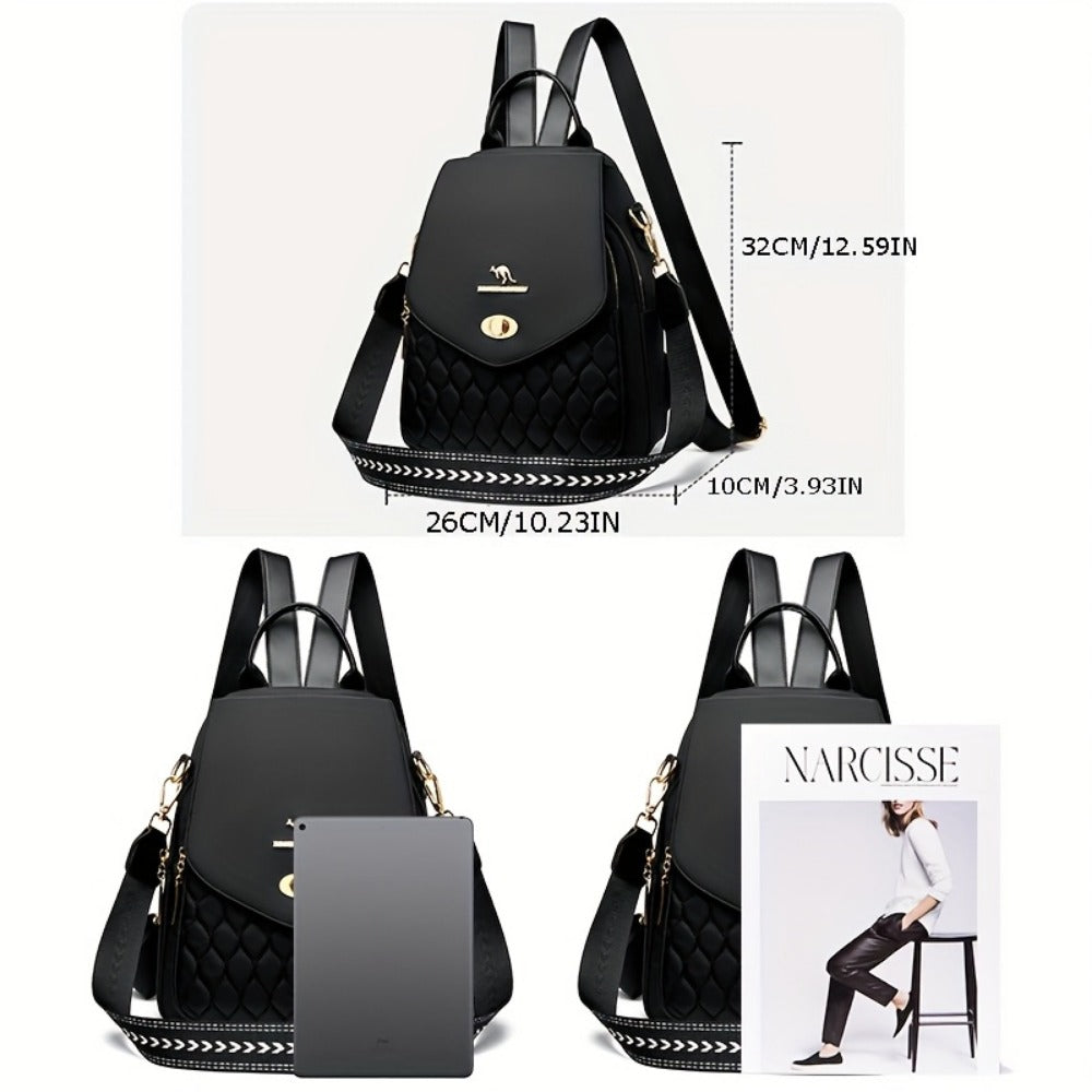 Backpack for Women – for Travel & Work, Fashion Stripe Texture Pattern Golden – detail view 5